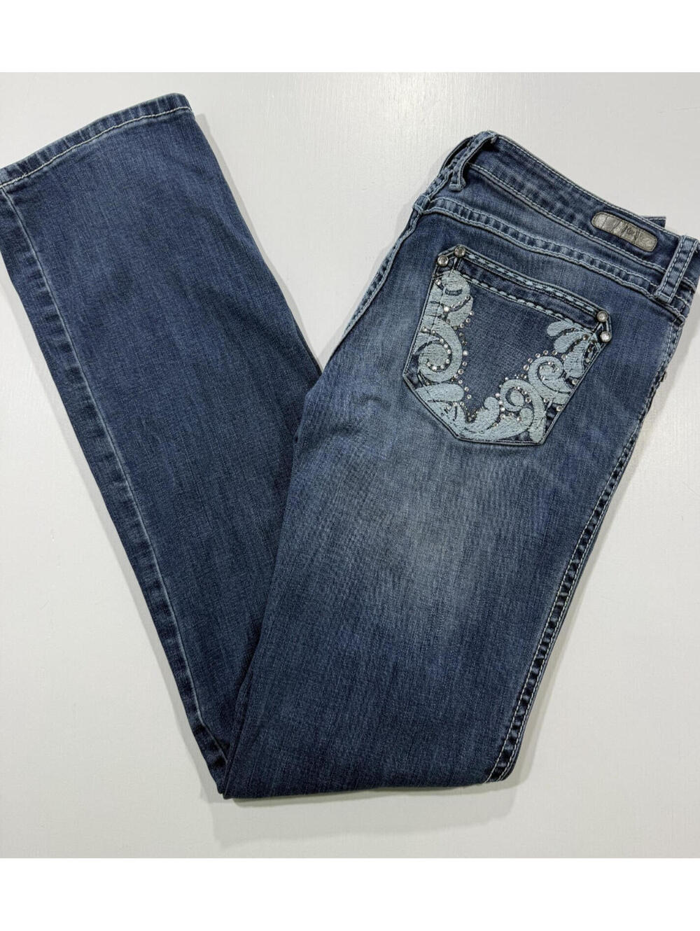 Rock Revival Haxe Jeans Womens 30x36 Bootcut Embellished Rhinestone Denim